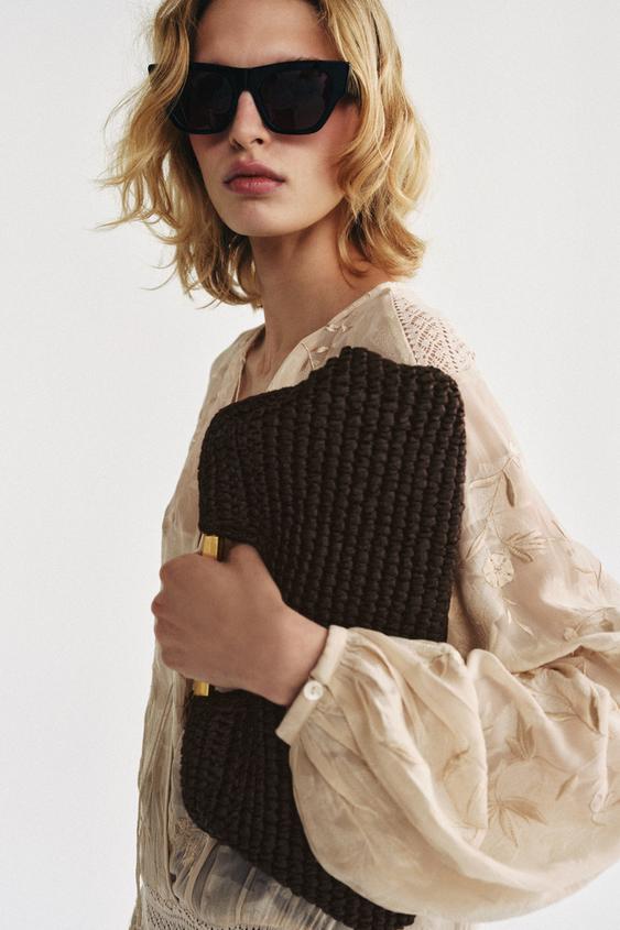 BRAIDED CLUTCH BAG - Brown by Zara - Image 0