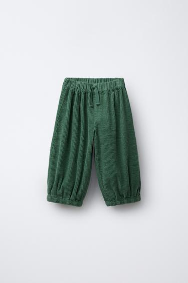 CORDUROY SAROUEL TROUSERS - Green by Zara