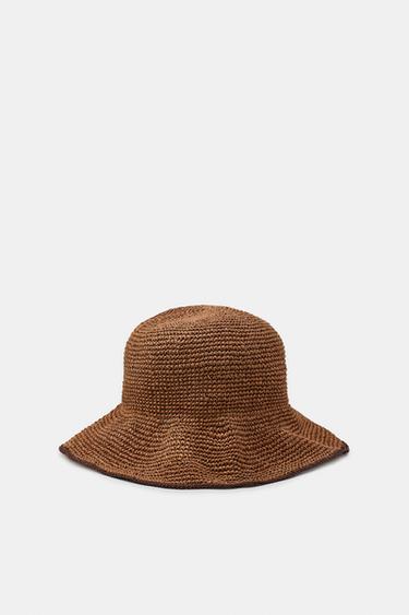 CONTRAST EDGE WOVEN BUCKET HAT - Russet by Zara
