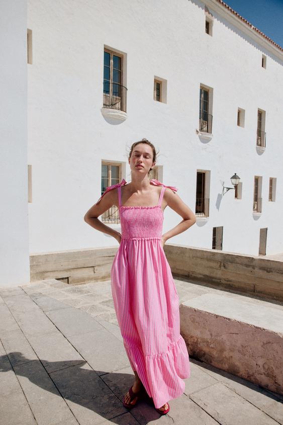 STRIPED BOW DRESS - Pink by Zara - Image 0