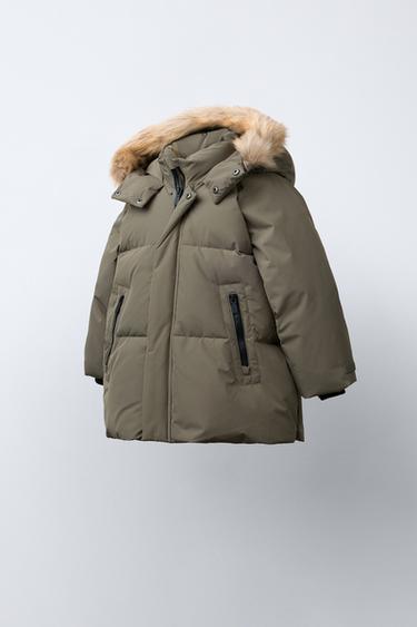 LONG WATER-REPELLENT AND WIND-RESISTANT FEATHER DOWN PUFFER JACKET - Khaki by Zara