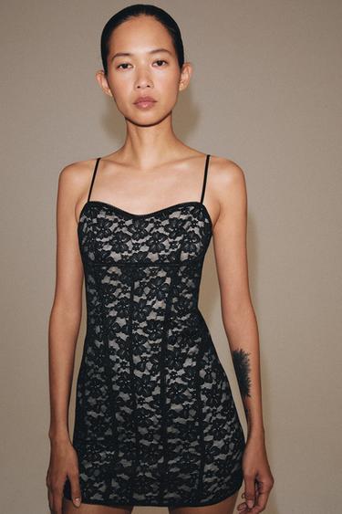 LACE MINI DRESS - Black by Zara