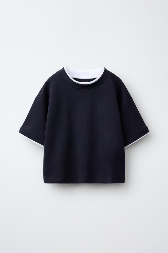 DOUBLE INTERLOCK T-SHIRT - Navy blue by Zara - Image 0