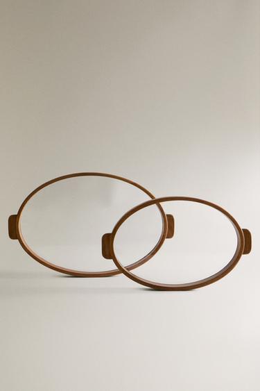 WOOD AND GLASS TRAY - Light beige by Zara