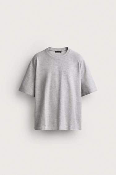 RELAXED FIT SEAM DETAIL T-SHIRT - Grey marl by Zara