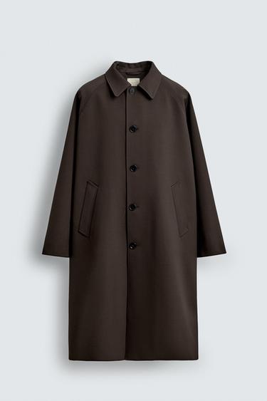 LIMITED EDITION LONG WOOL TRENCH COAT - Brown by Zara