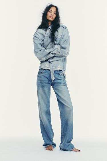 MID-RISE WIDE-LEG TRF JEANS - Light blue by Zara