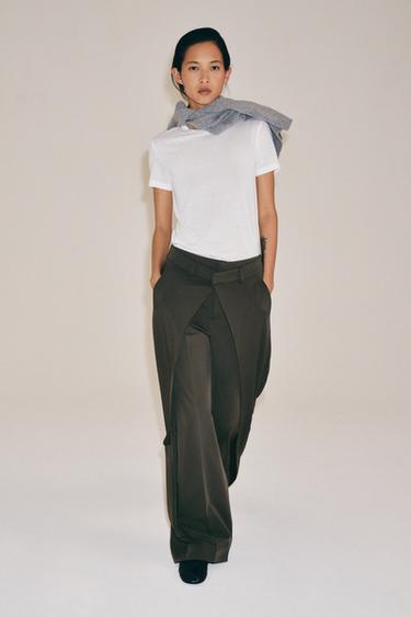 ZW COLLECTION FRONT PLEAT TROUSERS - Grey green by Zara