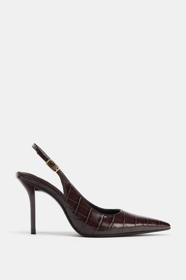 EMBOSSED SLINGBACK SHOES - Burgundy Red by Zara
