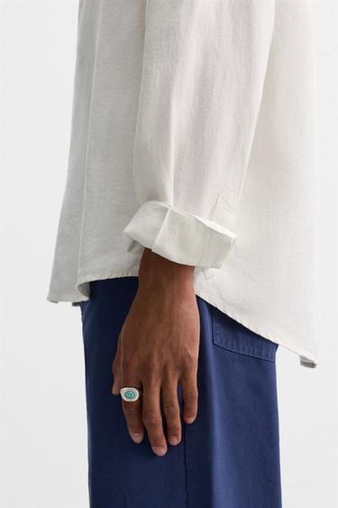 TURQUOISE STONE COMBINATION RING - Silver by Zara - Image 0