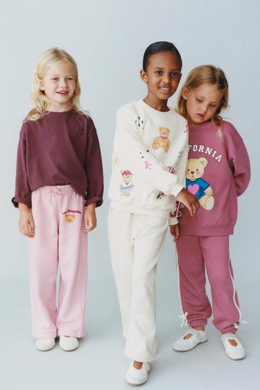TEDDY BEAR WIDE-LEG PLUSH TROUSERS - Pink by Zara