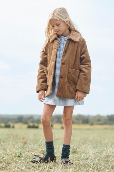 CORDUROY COAT WITH FAUX FUR PETER PAN COLLAR LIMITED EDITION - camel by Zara
