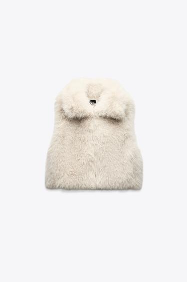 FAUX FUR VEST - Light beige by Zara - Image 0