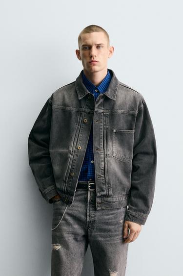 WASHED-EFFECT DENIM JACKET - Grey by Zara
