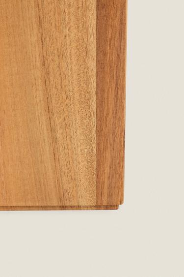LARGE SQUARE WOODEN BATHROOM BIN - Light beige by Zara