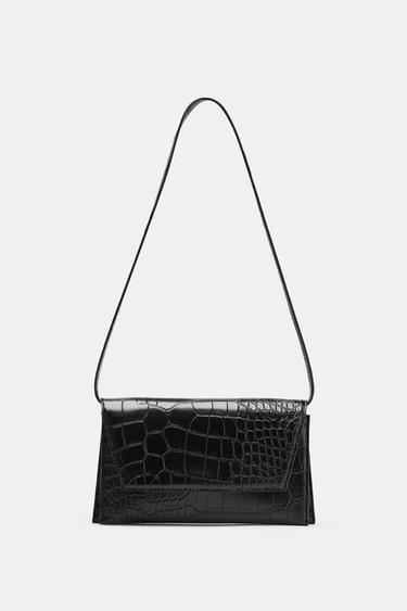 EMBOSSED FLAP BAG - Black by Zara