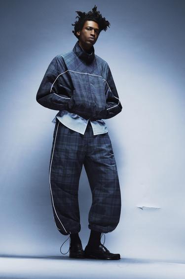 CONTRAST CHECK TECHNICAL JACKET - Blue by Zara
