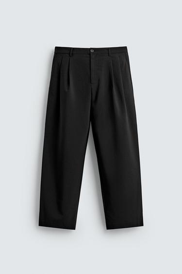 PLEATED WIDE-LEG TROUSERS - Black by Zara
