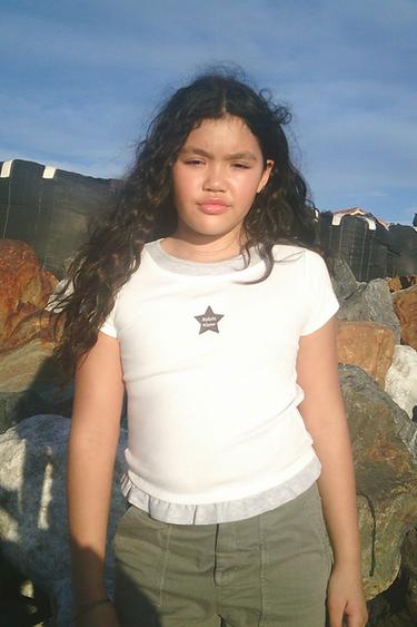 EMBROIDERED STAR T-SHIRT WITH MOCK COLLAR - White by Zara