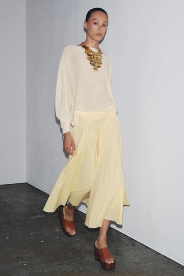 ZW COLLECTION FLARED MIDI SKIRT - Yellow by Zara - Image 0
