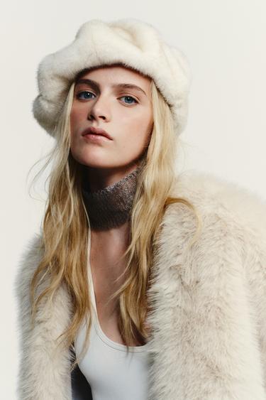 FAUX FUR BERET - Ecru by Zara
