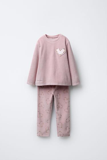 2-6 YEARS/ VELVET HEART FLOWER PYJAMAS - Dusty pink by Zara