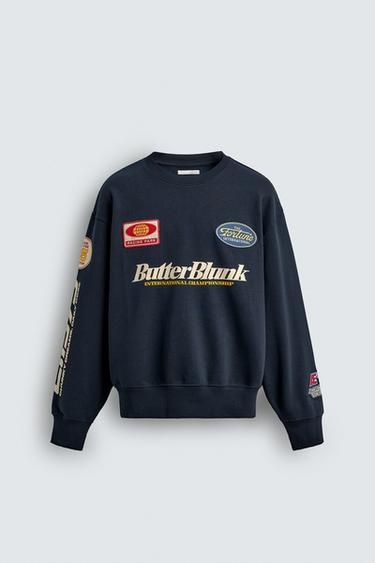 ROUND NECK PATCH SWEATSHIRT - Navy blue by Zara