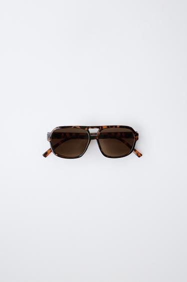 TORTOISESHELL-EFFECT AVIATOR SUNGLASSES - Tortoiseshell by Zara