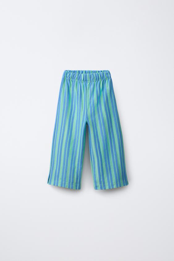 STRIPED TEXTURED TROUSERS - Blue / Green by Zara - Image 0