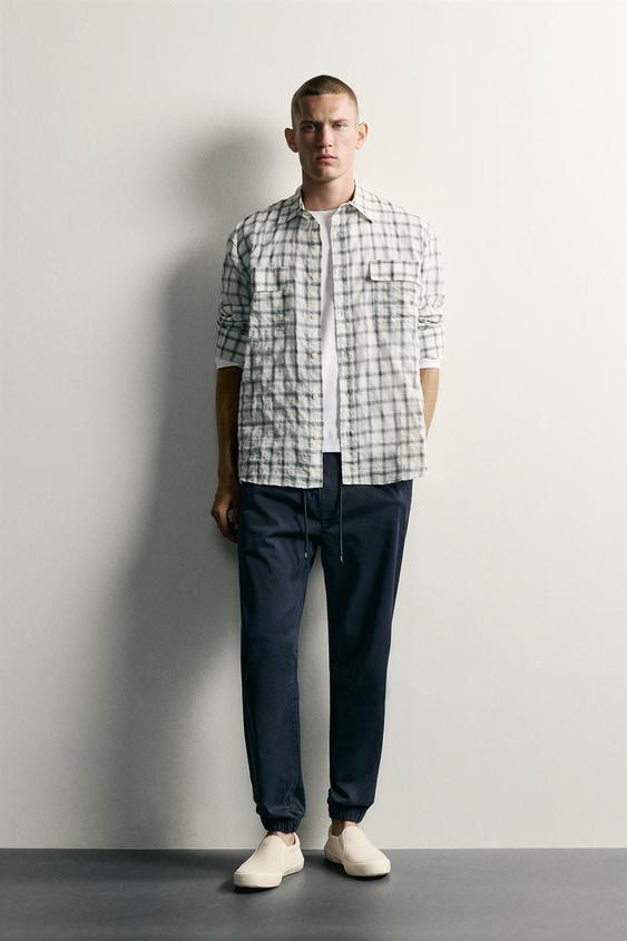SLIM FIT JOGGER WAIST TROUSERS - Navy blue by Zara - Image 0