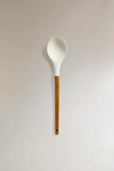 SILICONE AND WOODEN SPOON - Cream by Zara