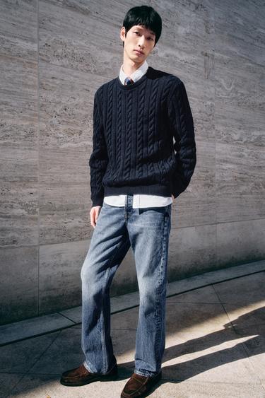 STRAIGHT-LEG BOOTCUT JEANS AARON LEVINE X ZARA - Mid-blue by Zara