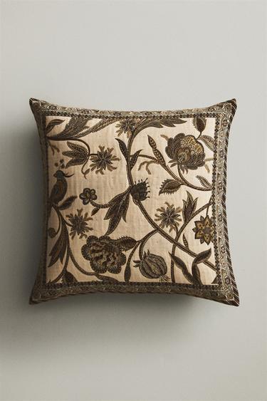 JACQUARD CUSHION COVER - Green / Blue by Zara