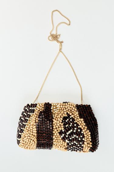 BEADED POUCH BAG - Brown by Zara