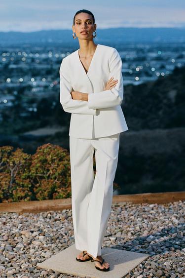 STRAIGHT CUT HIGH WAISTED TROUSERS - Ecru by Zara - Image 0