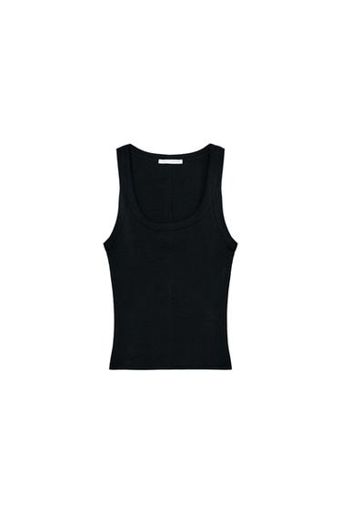 RIB SLEEVELESS TOP - Black by Zara