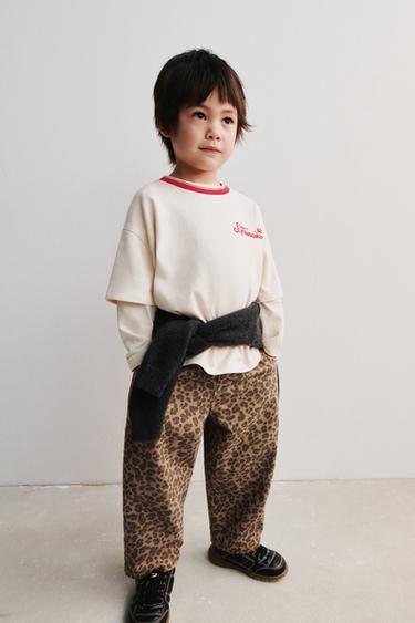 ANIMAL PRINT BAGGY TROUSERS - Brown by Zara