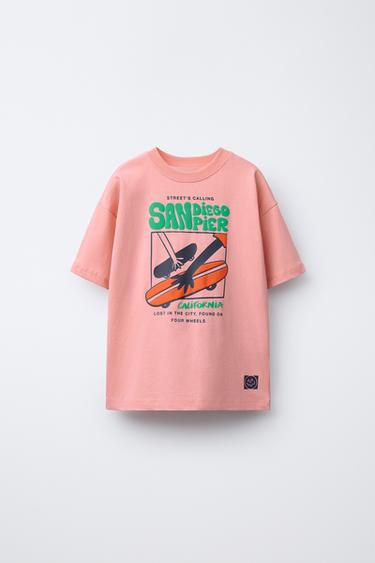 T-SHIRT WITH RAISED PRINT - Pink by Zara