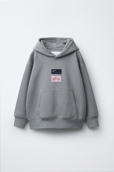 LABEL VARSITY JOGGING HOODIE - Grey / Tan by Zara