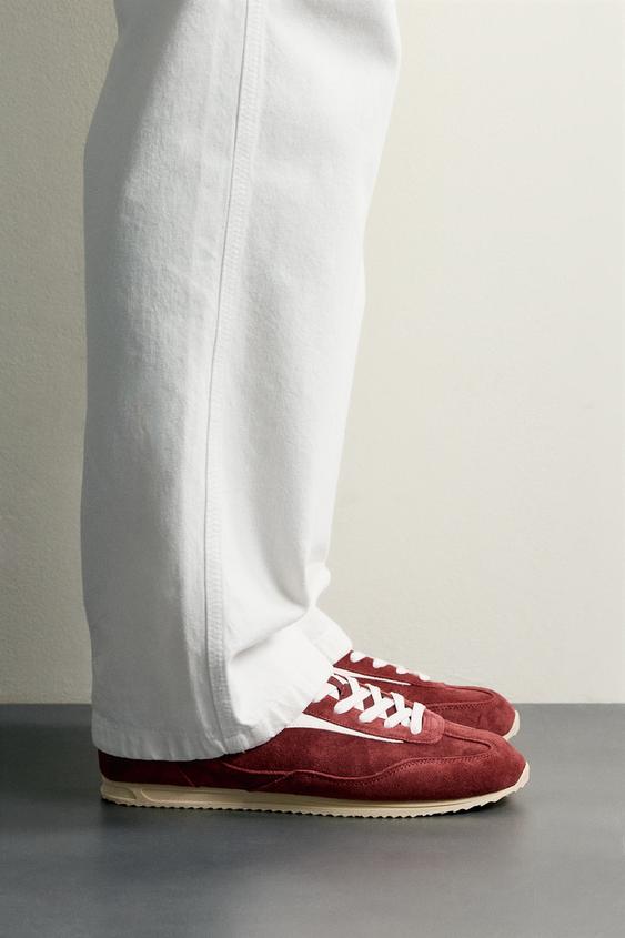 RETRO LEATHER TRAINERS - Red by Zara - Image 0