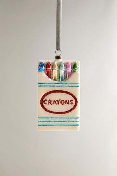 BOX OF CRAYONS CHRISTMAS TREE DECORATION - Ecru by Zara