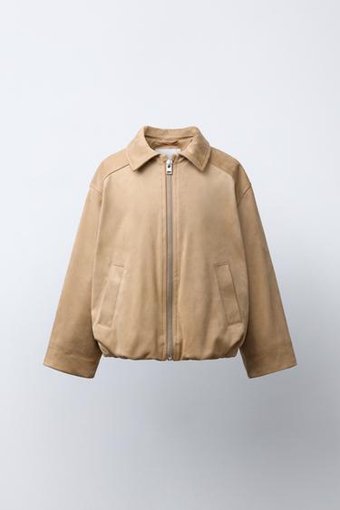 FAUX SUEDE BOMBER JACKET - Beige by Zara