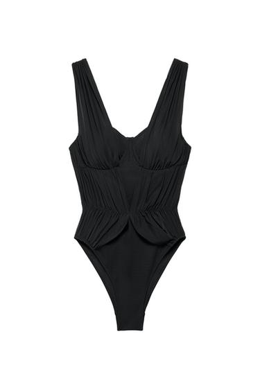 UNDERWIRED TULLE SWIMSUIT - Black by Zara