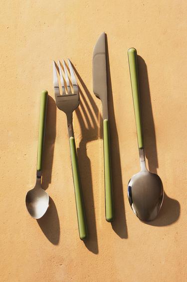 4-PIECE CUTLERY SET WITH GREEN HANDLE - Green by Zara