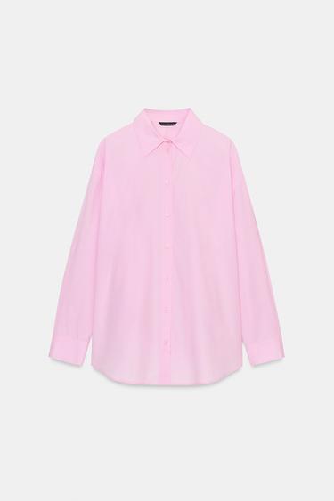 OVERSIZE POPLIN SHIRT - Pink by Zara