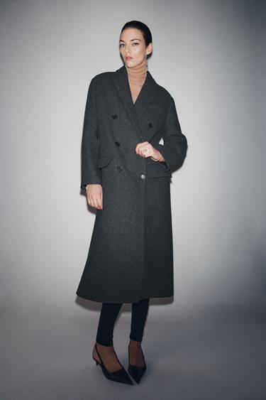 ZW COLLECTION LONG OVERSIZED COAT - Grey marl by Zara