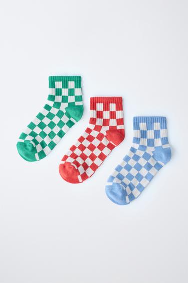 3-PACK OF CHECKERBOARD ANKLE SOCKS - Multicoloured by Zara