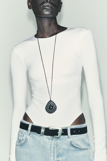BASIC POLYAMIDE BODYSUIT - White by Zara