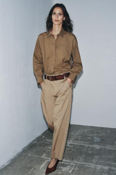ZW COLLECTION CARROT TROUSERS - light whisky by Zara