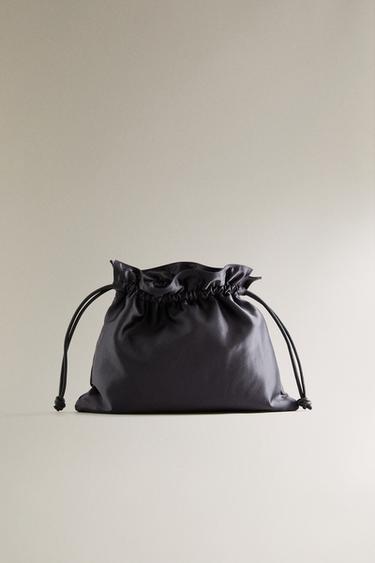 LARGE SATEEN BAG - Navy Blue by Zara